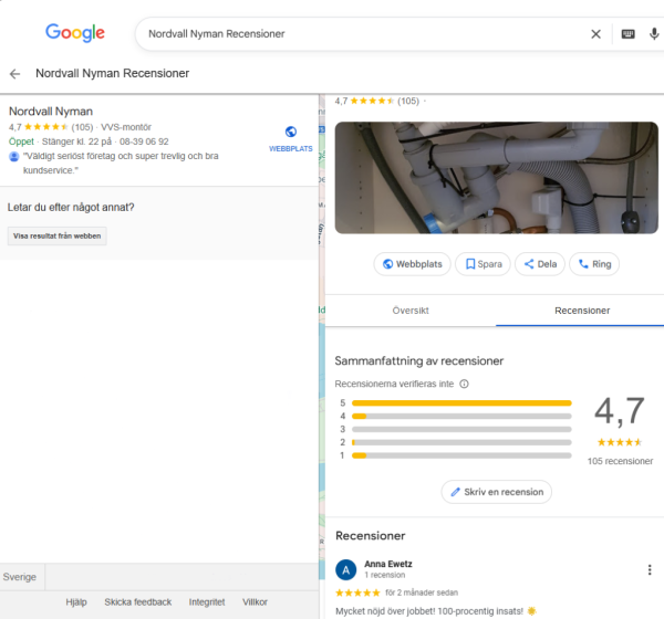 Nordvall Nymans google-recensioner